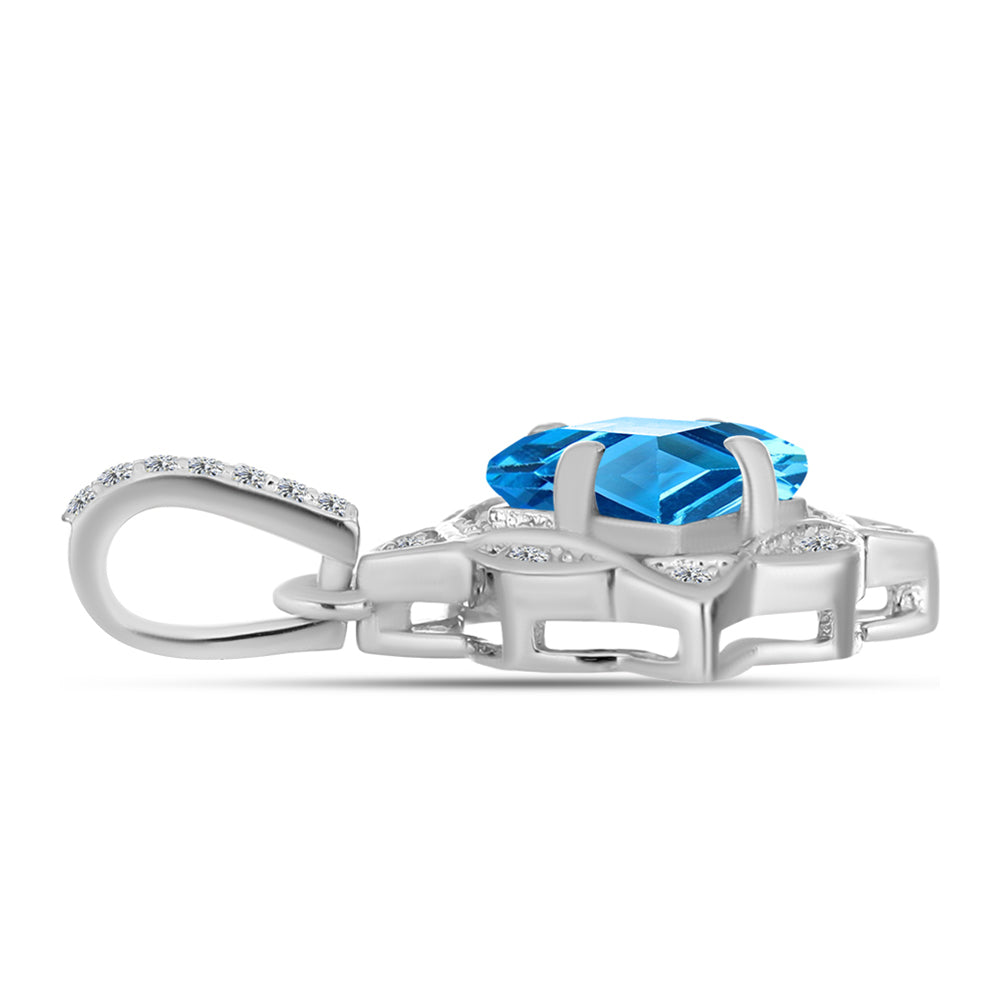 Pandantiv din Argint 925 ( 1.78 grame ) cu Topaz Swiss Blue și Topaz Alb 1.66 Carate 2 