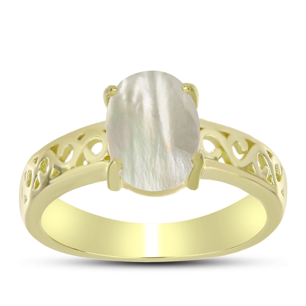 Inel din Argint 925 Placat cu Aur ( 2.93 grame ) cu Sidef 1.71 Carate