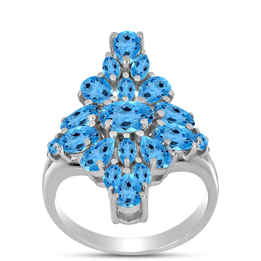 Inel din Argint 925 ( 3.69 grame ) cu Topaz Swiss Blue 3.83 Carate 3 