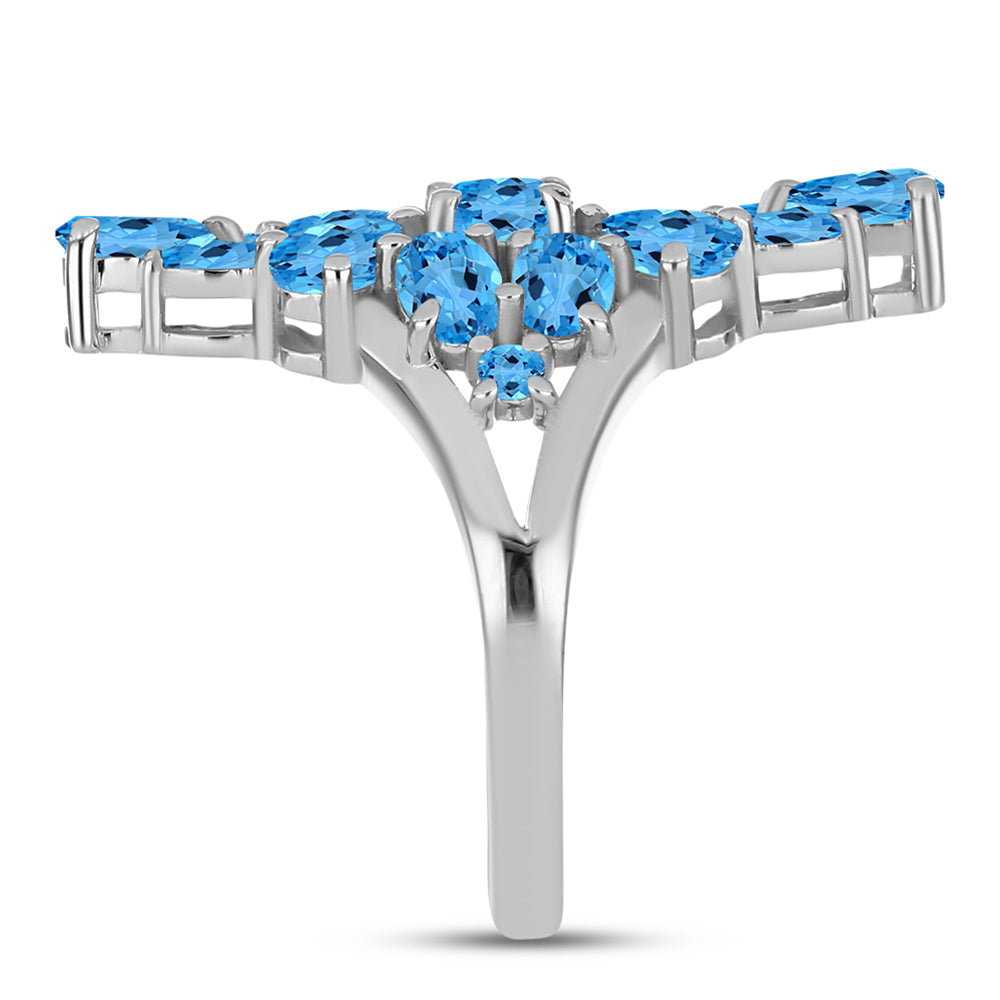 Inel din Argint 925 ( 3.69 grame ) cu Topaz Swiss Blue 3.83 Carate 4 
