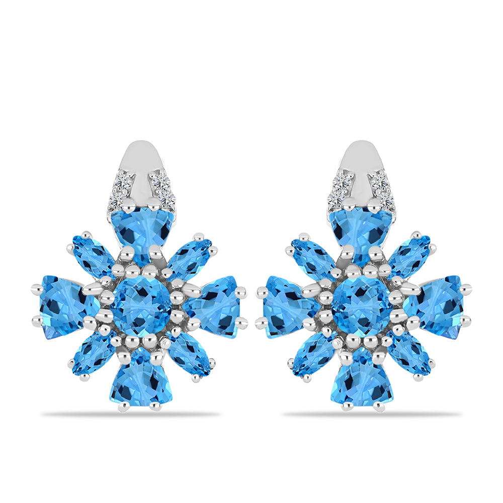 Cercei din Argint 925 ( 4.98 grame ) cu Topaz Swiss Blue și Topaz Alb 3.43 Carate 1 