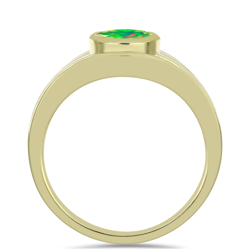 Inel din Argint 925 Placat cu Aur ( 3.33 grame ) cu Opal Verde Etiopian Lega Dembi 0.72 Carate 2 