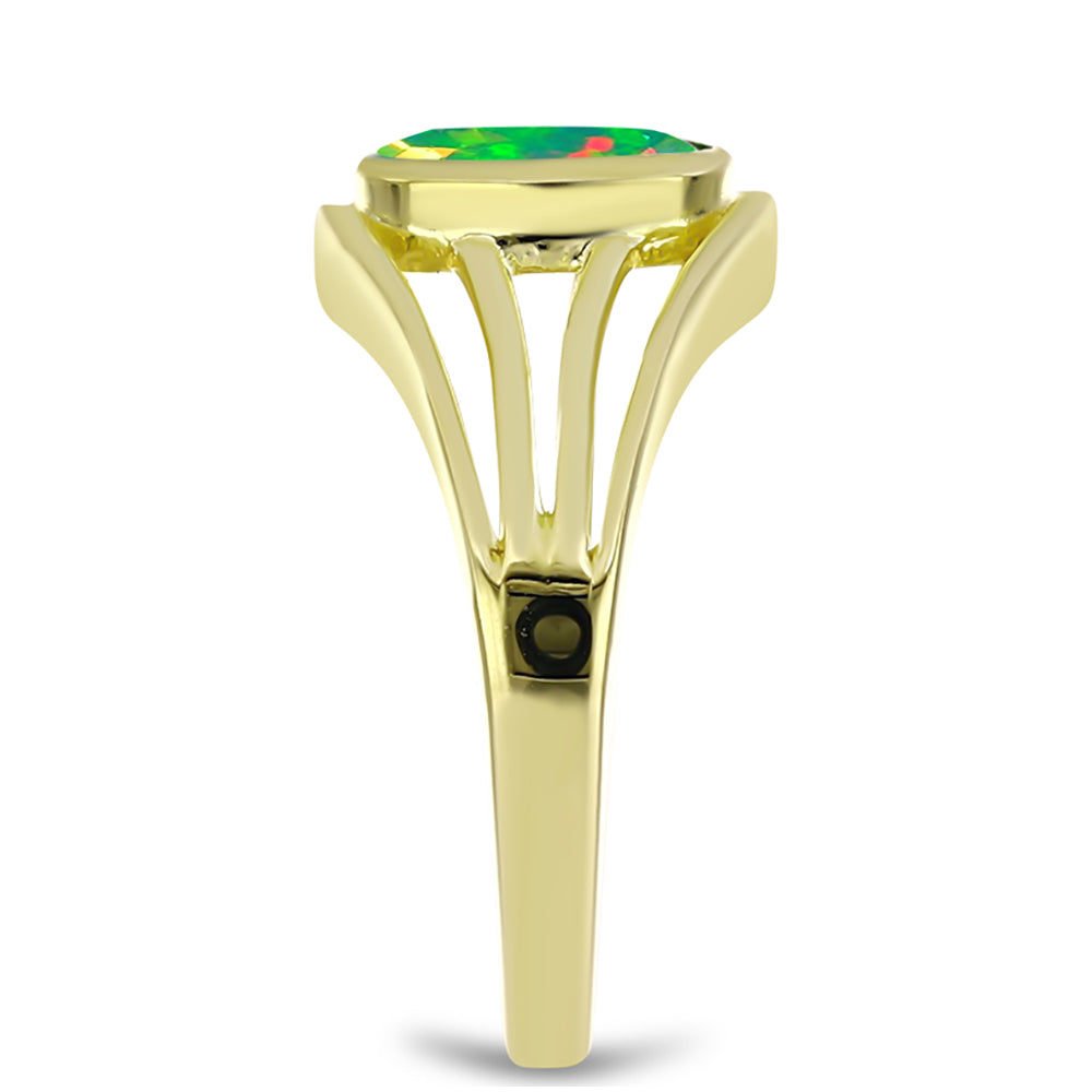 Inel din Argint 925 Placat cu Aur ( 3.33 grame ) cu Opal Verde Etiopian Lega Dembi 0.72 Carate 4 