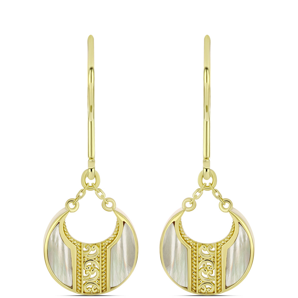 Cercei din Argint 925 Placat cu Aur ( 6.13 grame ) cu Sidef 4.24 Carate