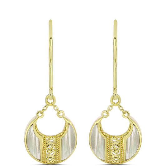 Cercei din Argint 925 Placat cu Aur ( 6.13 grame ) cu Sidef 4.24 Carate