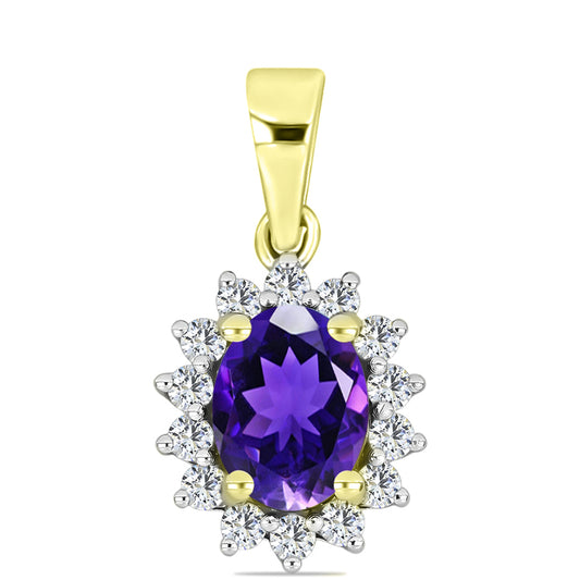 Pandantiv din Argint 925 Placat cu Aur ( 1.22 grame ) cu Ametist Marocan și Topaz Alb 1.59 Carate