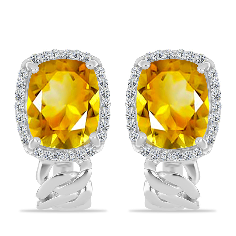 Cercei din Argint 925 ( 4.16 grame ) cu Citrin Ural și Topaz Alb 5.46 Carate 1 