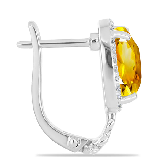 Cercei din Argint 925 ( 4.16 grame ) cu Citrin Ural și Topaz Alb 5.46 Carate