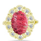 Inel din Argint 925 Placat cu Aur ( 4.27 grame ) cu Thulit și Topaz Alb 7.17 Carate