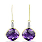 Cercei din Argint 925 Placat cu Aur ( 1.69 grame ) cu Ametist Marocan și Topaz Alb 12.55 Carate