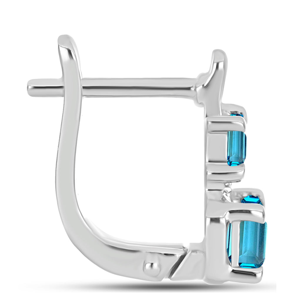 Cercei din Argint 925 ( 3.52 grame ) cu Topaz Swiss Blue și Topaz Alb 2.01 Carate 2 
