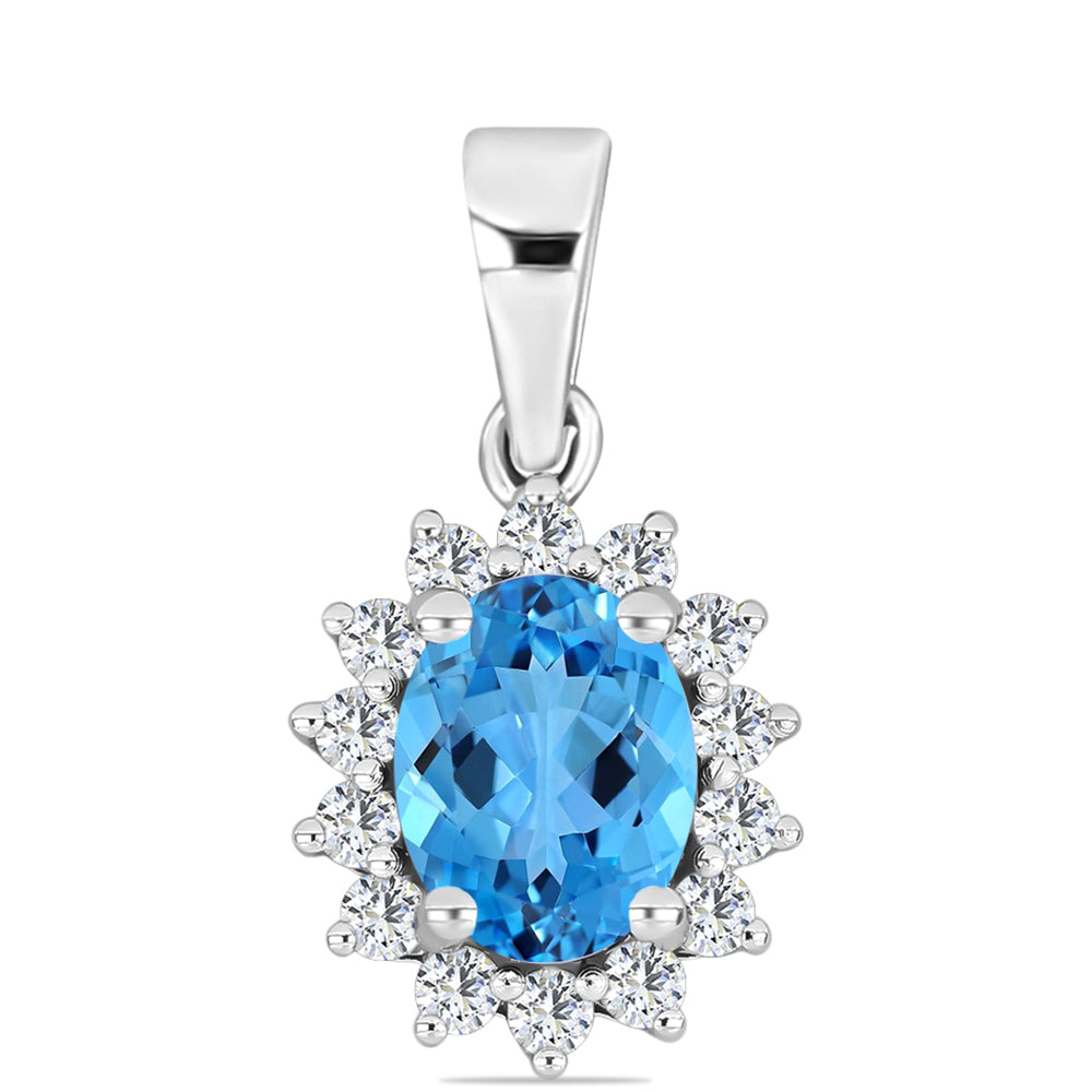 Pandantiv din Argint 925 ( 1.17 grame ) cu Topaz Swiss Blue și Topaz Alb 1.81 Carate