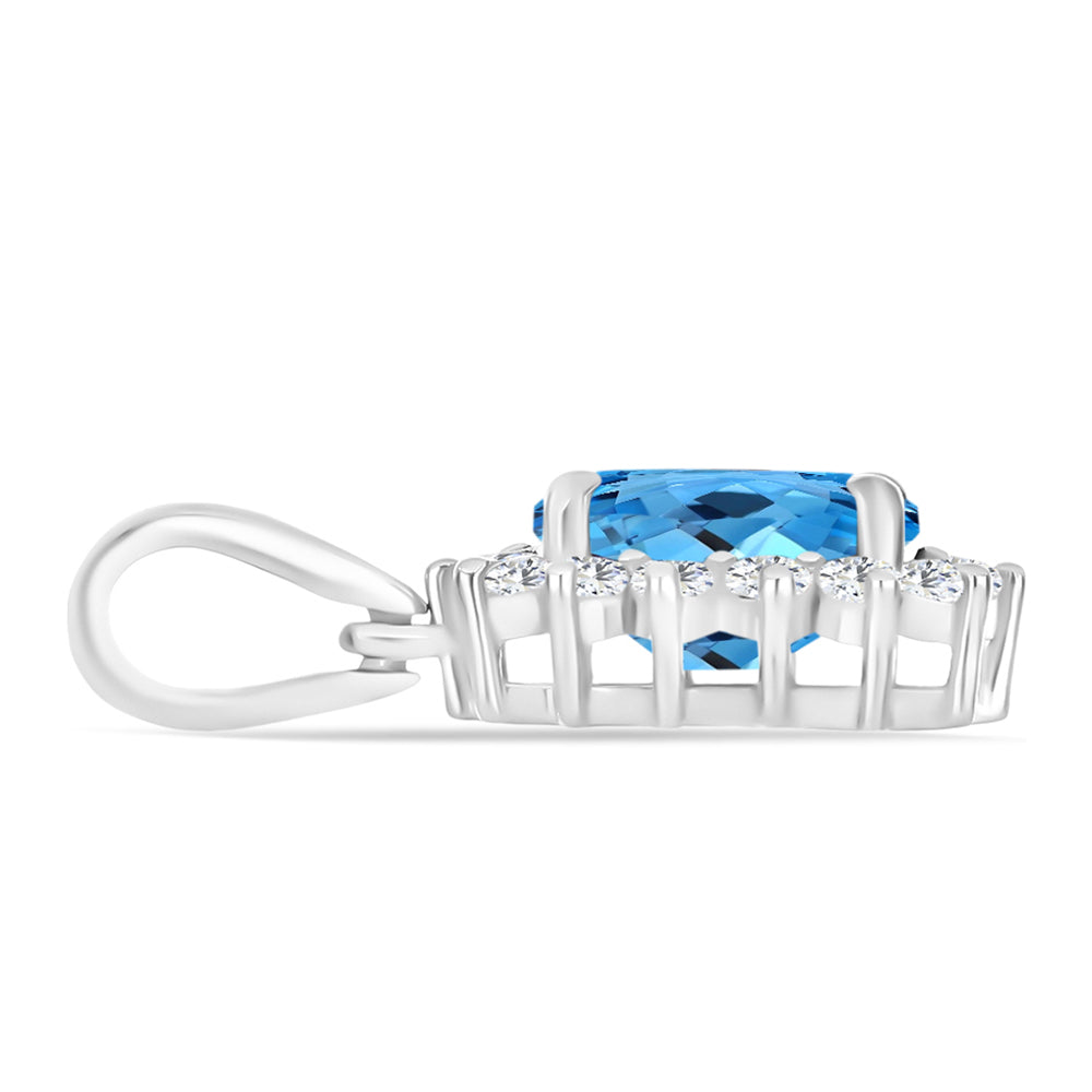 Pandantiv din Argint 925 ( 1.17 grame ) cu Topaz Swiss Blue și Topaz Alb 1.81 Carate 2 