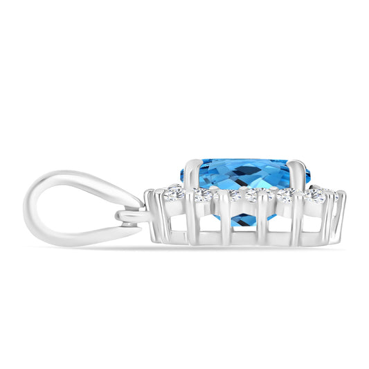 Pandantiv din Argint 925 ( 1.17 grame ) cu Topaz Swiss Blue și Topaz Alb 1.81 Carate
