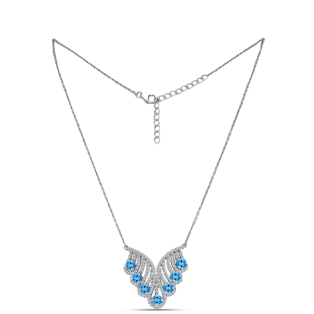 Colier din Argint 925 ( 7.47 grame ) cu Topaz Swiss Blue și Topaz Alb 3.36 Carate
