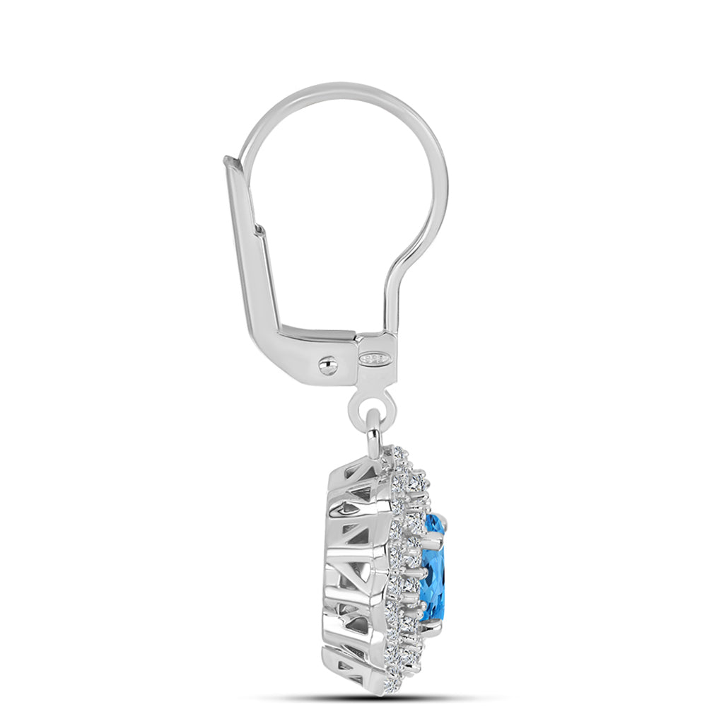 Cercei din Argint 925 ( 3.44 grame ) cu Topaz Swiss Blue și Topaz Alb 1.93 Carate