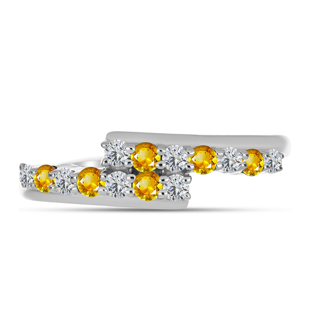 Inel din Argint 925 ( 2.4 grame ) cu Citrin Ural și Topaz Alb 0.44 Carate 1 