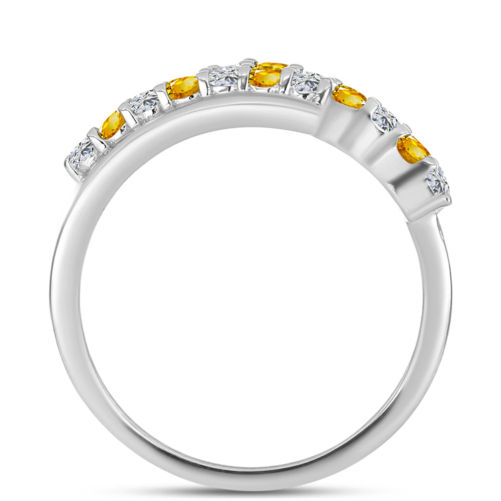 Inel din Argint 925 ( 2.4 grame ) cu Citrin Ural și Topaz Alb 0.44 Carate 2 