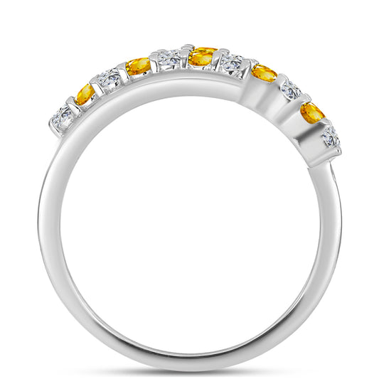 Inel din Argint 925 ( 2.4 grame ) cu Citrin Ural și Topaz Alb 0.44 Carate