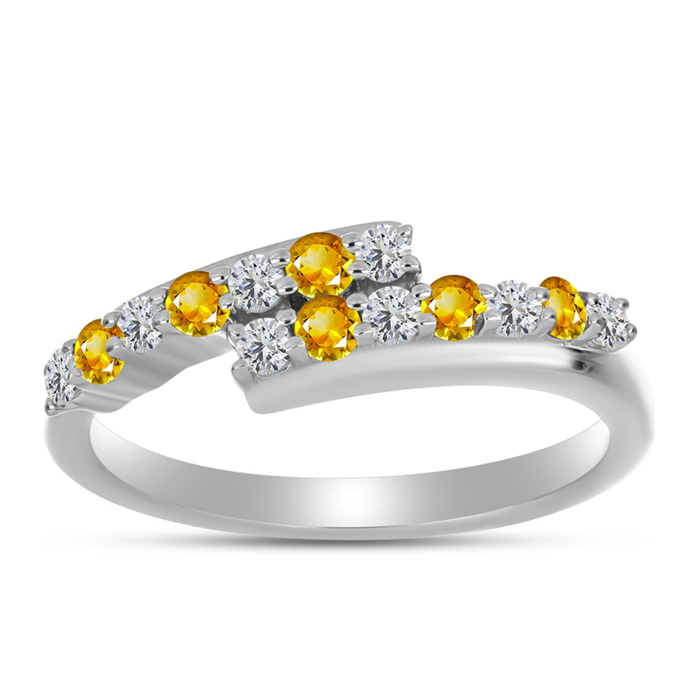 Inel din Argint 925 ( 2.4 grame ) cu Citrin Ural și Topaz Alb 0.44 Carate 3 