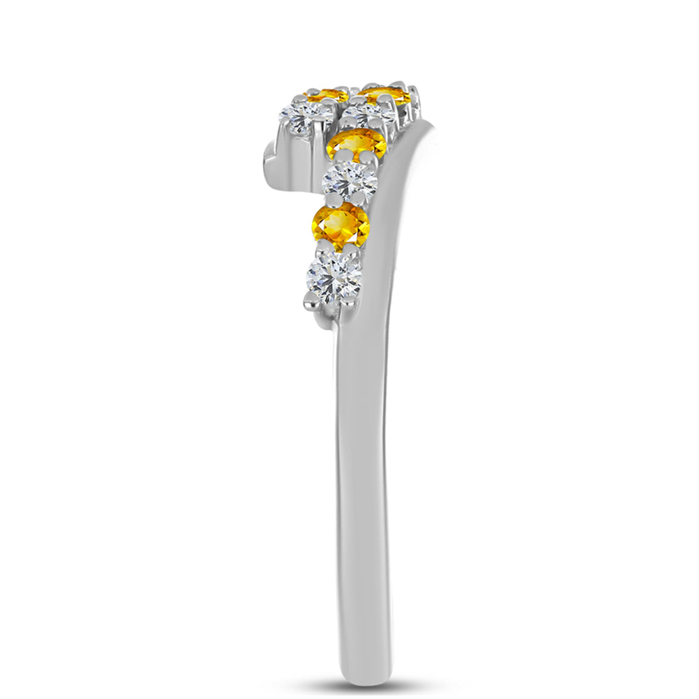 Inel din Argint 925 ( 2.4 grame ) cu Citrin Ural și Topaz Alb 0.44 Carate