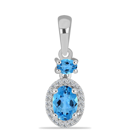Pandantiv din Argint 925 ( 1.3 grame ) cu Topaz Swiss Blue și Topaz Alb 1.28 Carate