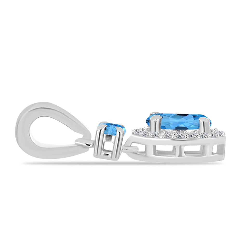 Pandantiv din Argint 925 ( 1.3 grame ) cu Topaz Swiss Blue și Topaz Alb 1.28 Carate 2 