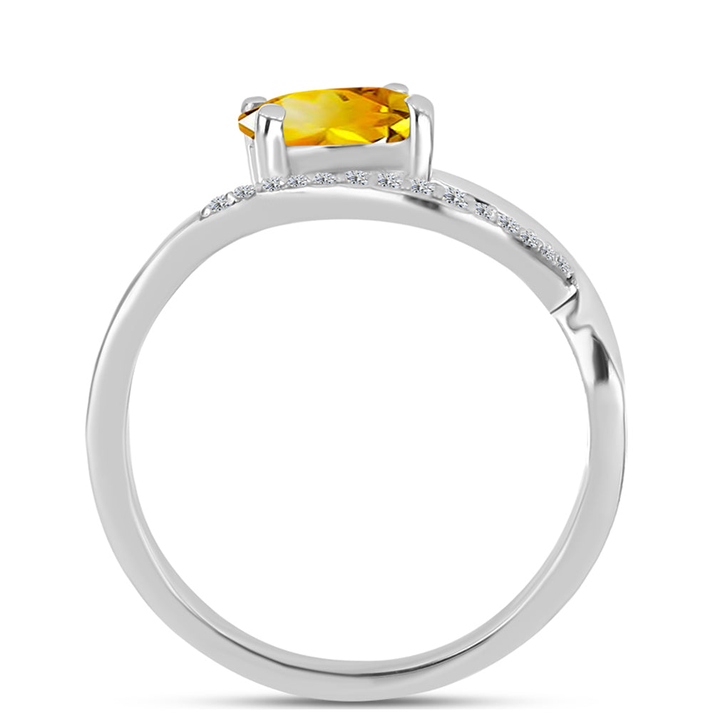Inel din Argint 925 ( 2.07 grame ) cu Citrin Ural și Topaz Alb 0.69 Carate