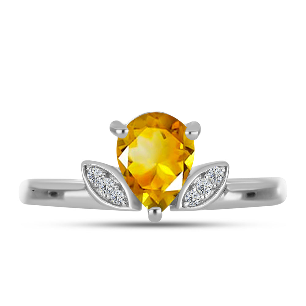 Inel din Argint 925 ( 1.9 grame ) cu Citrin Ural și Topaz Alb 1 Carate 1 