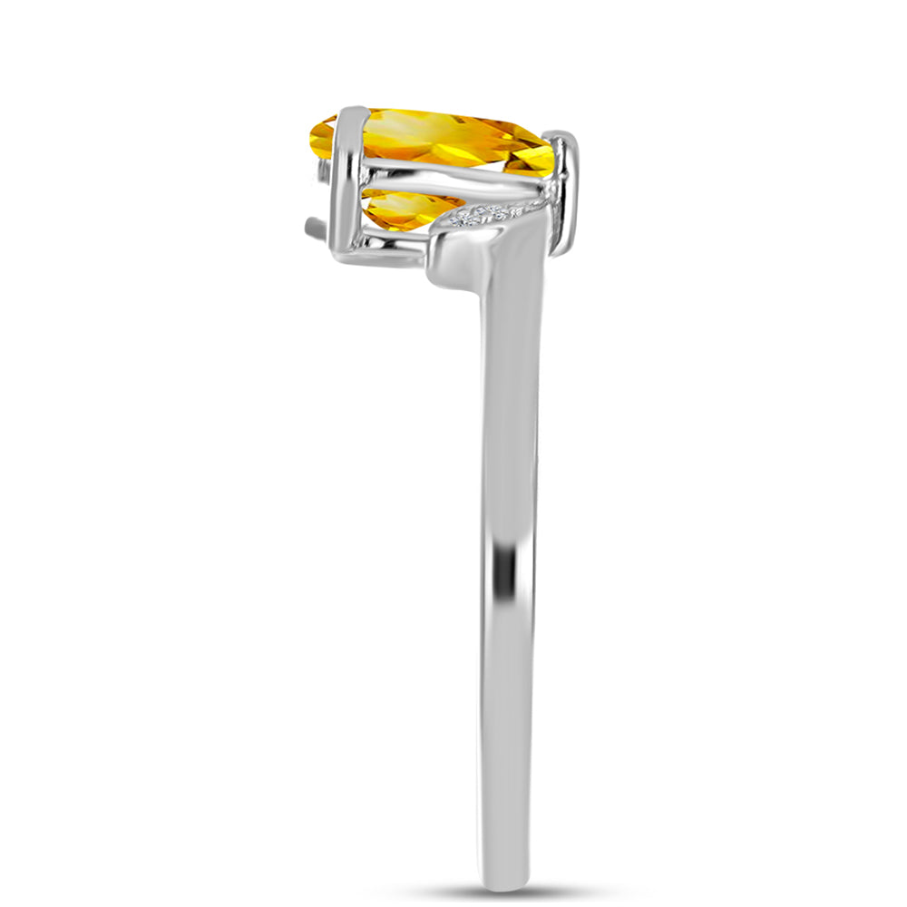 Inel din Argint 925 ( 1.9 grame ) cu Citrin Ural și Topaz Alb 1 Carate 4 