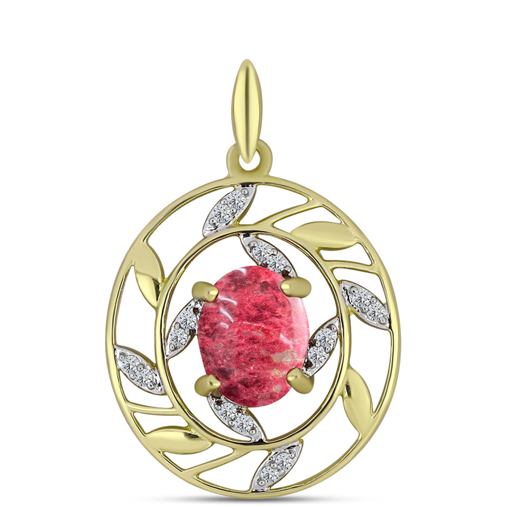 Pandantiv din Argint 925 Placat cu Aur ( 1.65 grame ) cu Thulit și Topaz Alb 2.48 Carate 1 