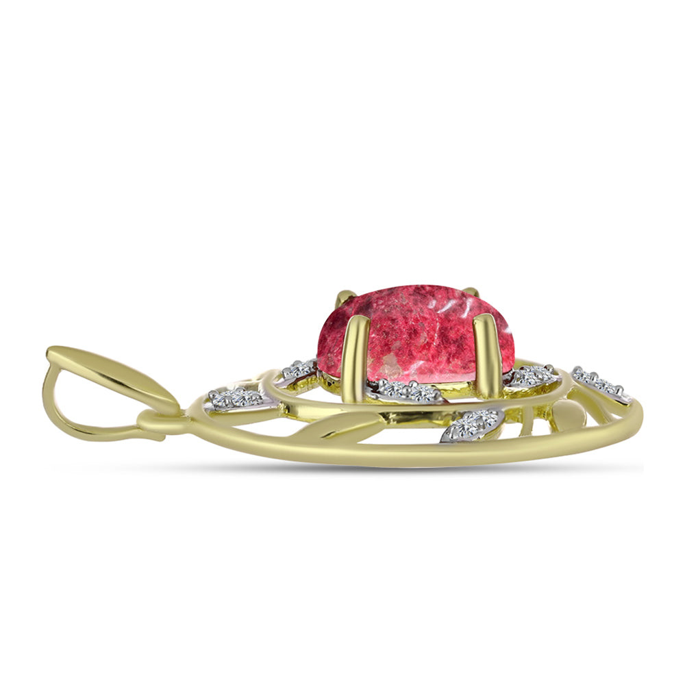 Pandantiv din Argint 925 Placat cu Aur ( 1.65 grame ) cu Thulit și Topaz Alb 2.48 Carate 2 
