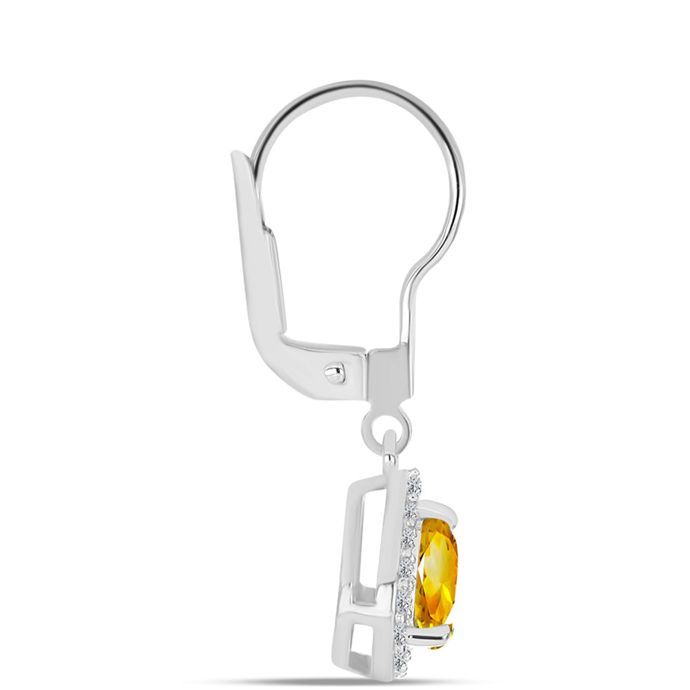 Cercei din Argint 925 ( 2.08 grame ) cu Citrin Ural și Topaz Alb 1.04 Carate