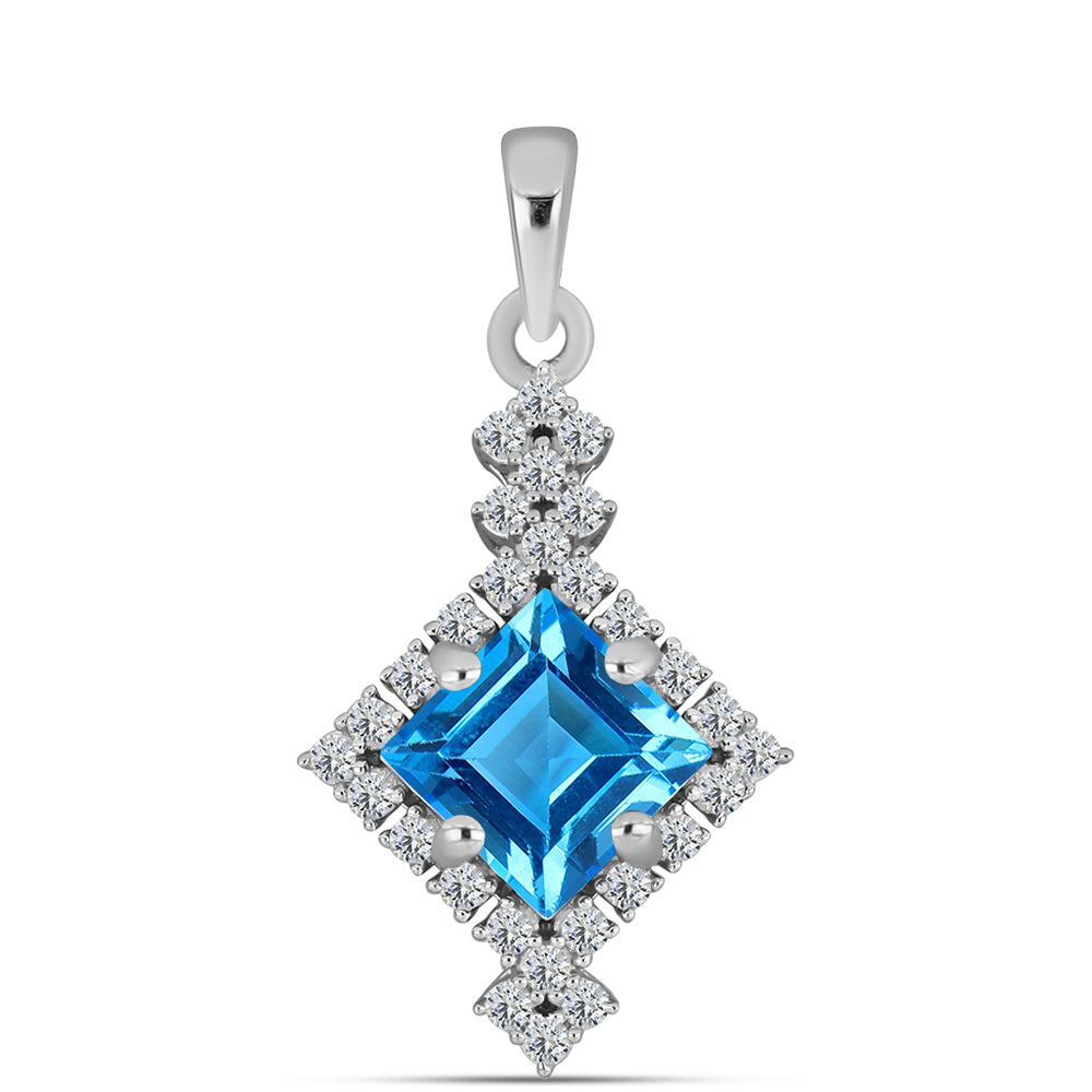 Pandantiv din Argint 925 ( 1.2 grame ) cu Topaz Swiss Blue și Topaz Alb 1.68 Carate 1 