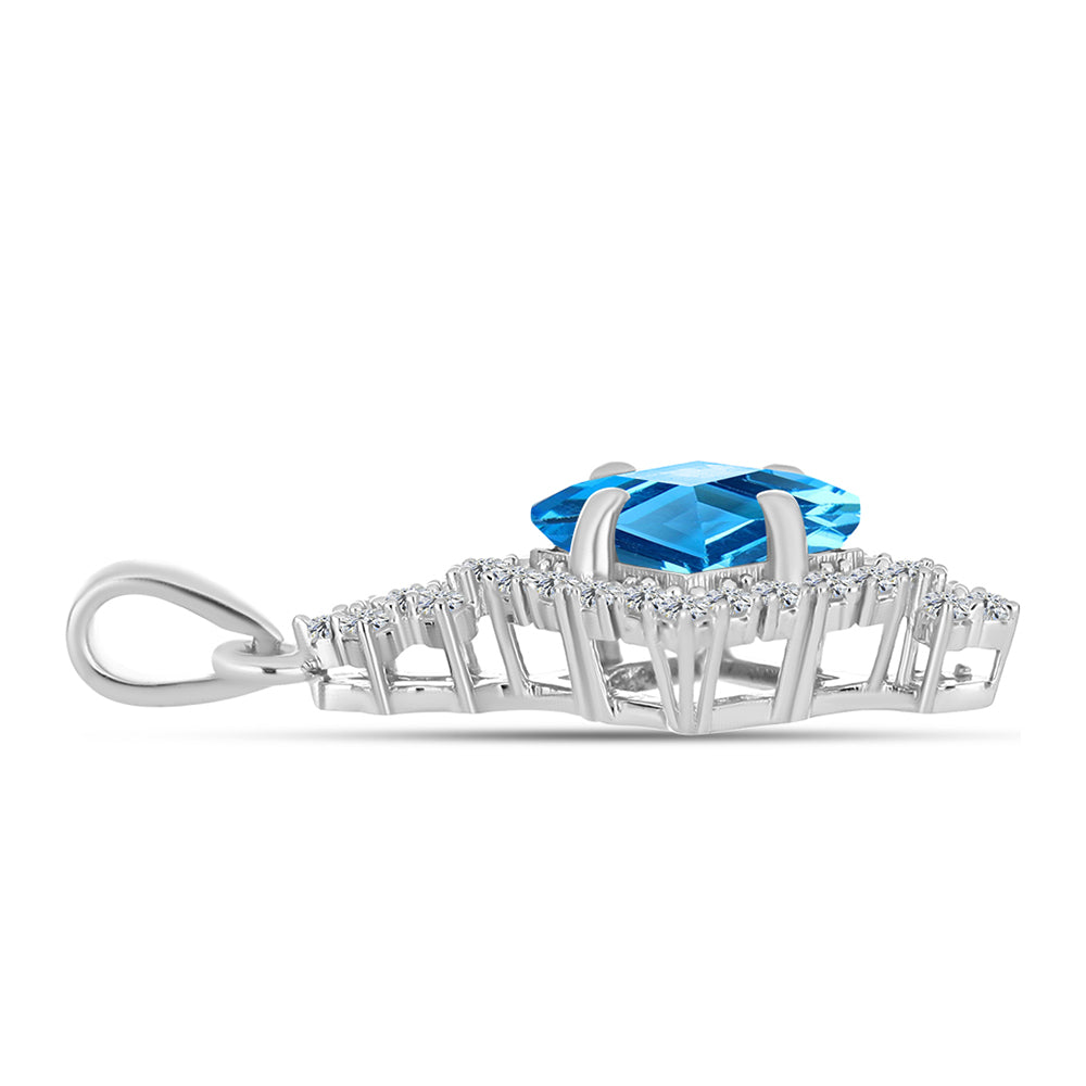 Pandantiv din Argint 925 ( 1.2 grame ) cu Topaz Swiss Blue și Topaz Alb 1.68 Carate 2 