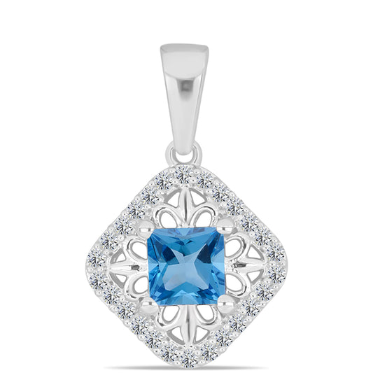 Pandantiv din Argint 925 ( 1.49 grame ) cu Topaz Swiss Blue și Topaz Alb 1 Carate