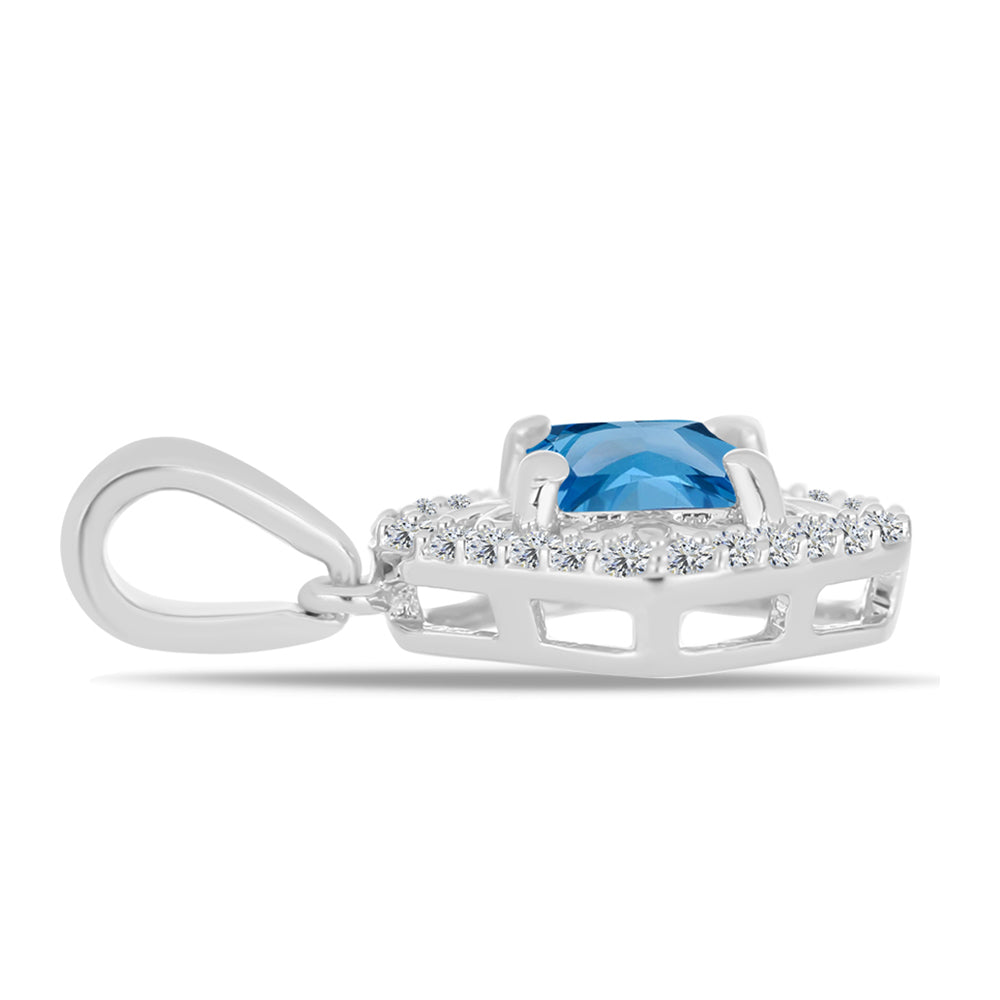 Pandantiv din Argint 925 ( 1.49 grame ) cu Topaz Swiss Blue și Topaz Alb 1 Carate