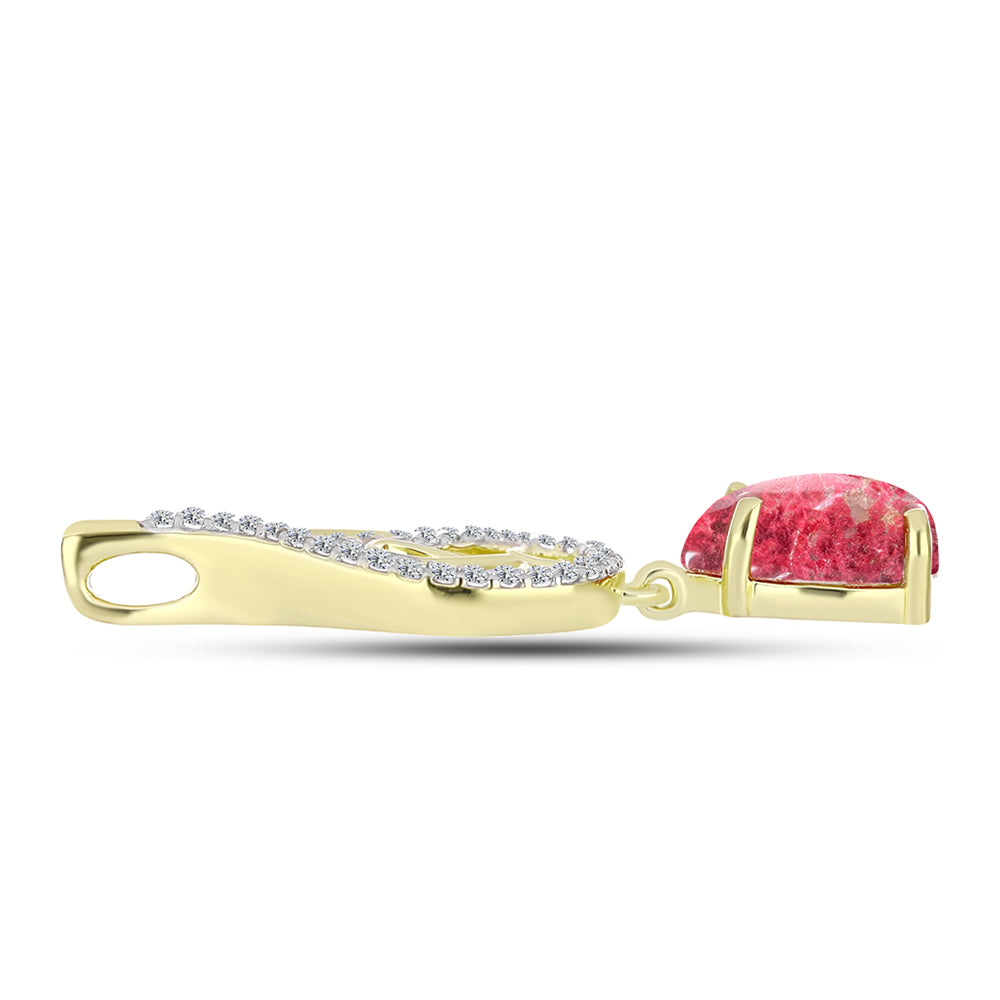 Pandantiv din Argint 925 Placat cu Aur ( 2.15 grame ) cu Thulit și Topaz Alb 2.51 Carate