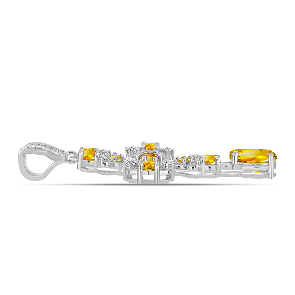 Cruce Pandantiv din Argint 925 ( 3.56 grame ) cu Citrin Ural și Topaz Alb 1.79 Carate