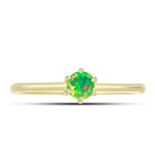 Inel din Argint 925 Placat cu Aur ( 1.48 grame ) cu Opal Verde Etiopian Lega Dembi 0.15 Carate