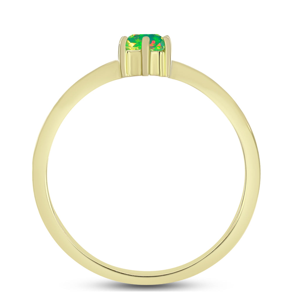 Inel din Argint 925 Placat cu Aur ( 1.48 grame ) cu Opal Verde Etiopian Lega Dembi 0.15 Carate 2 