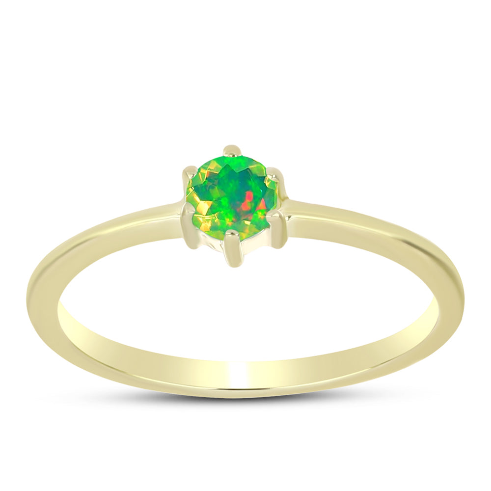 Inel din Argint 925 Placat cu Aur ( 1.48 grame ) cu Opal Verde Etiopian Lega Dembi 0.15 Carate 3 