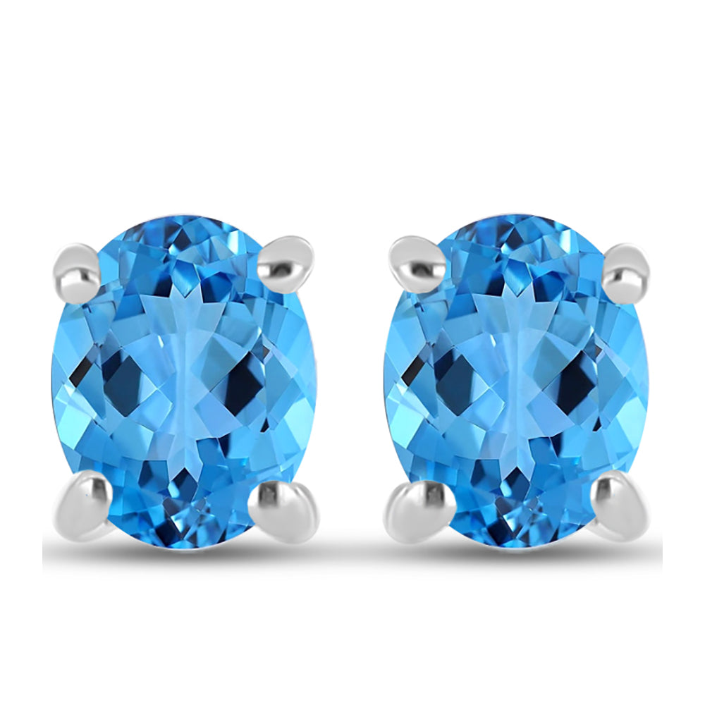 Cercei din Argint 925 ( 0.91 grame ) cu Topaz Swiss Blue 0.46 Carate 1 