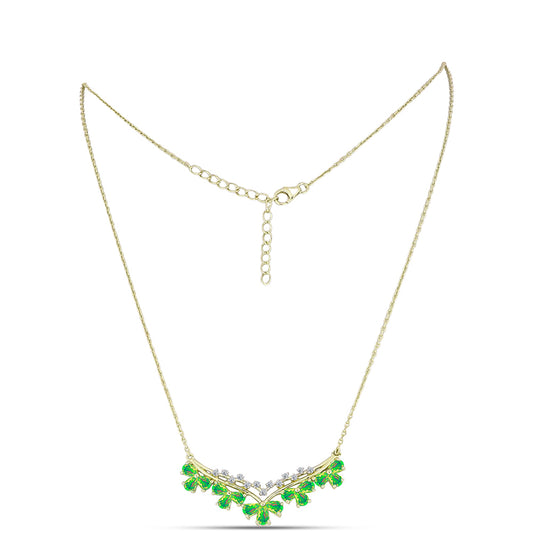 Colier din Argint 925 Placat cu Aur ( 6.17 grame ) cu Opal Verde Etiopian Lega Dembi și Topaz Alb 1.6 Carate