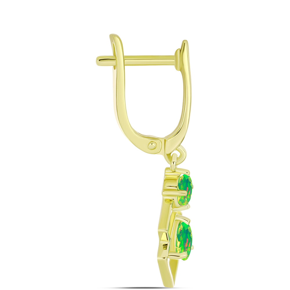Cercei din Argint 925 Placat cu Aur ( 3.51 grame ) cu Opal Verde Etiopian Lega Dembi 0.87 Carate 2 