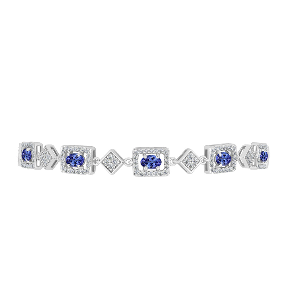 Brățară din Argint 925 ( 9.72 grame ) cu Tanzanit AAA și Topaz Alb 3.68 Carate