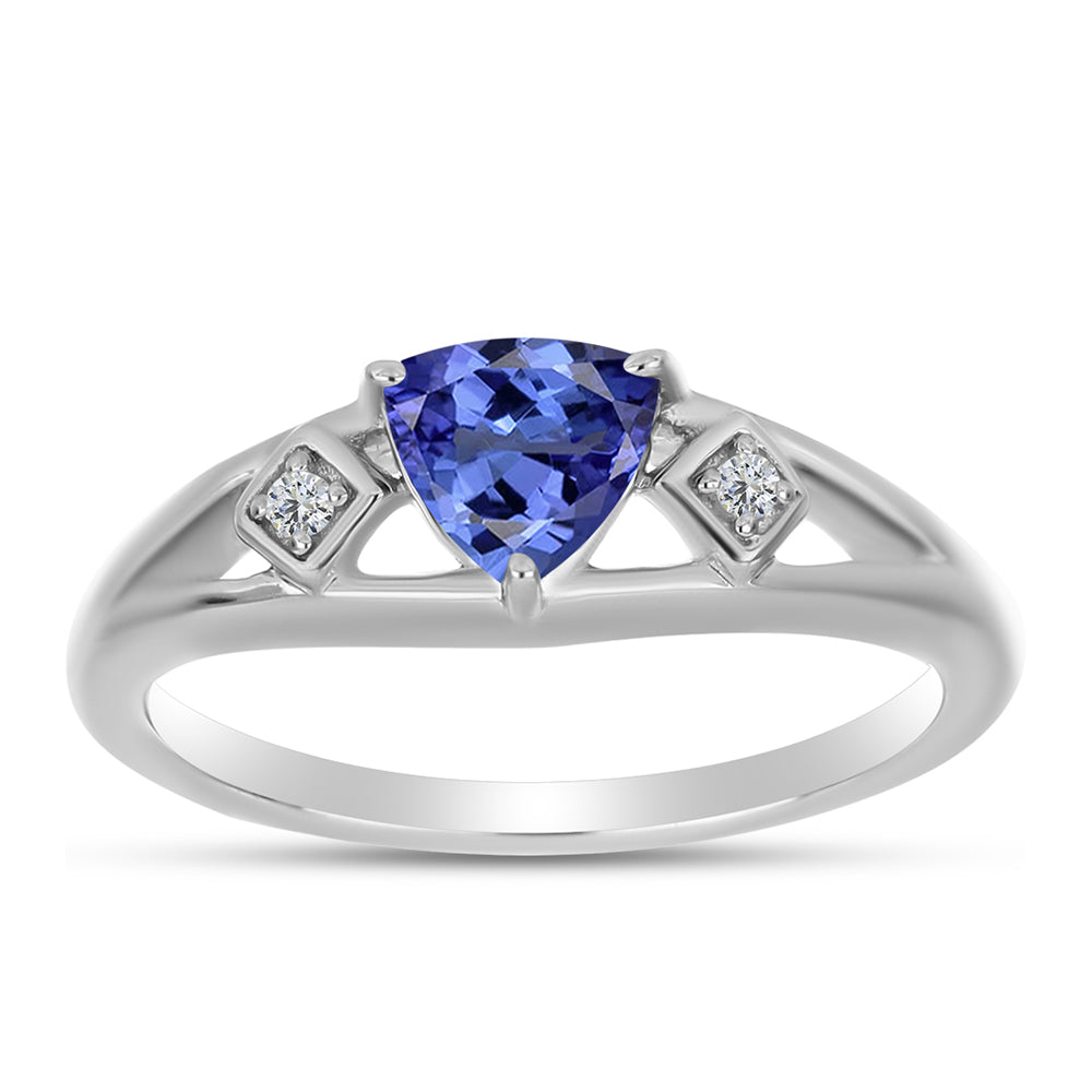 Inel din Argint 925 ( 2.95 grame ) cu Tanzanit AAA și Topaz Alb 0.74 Carate