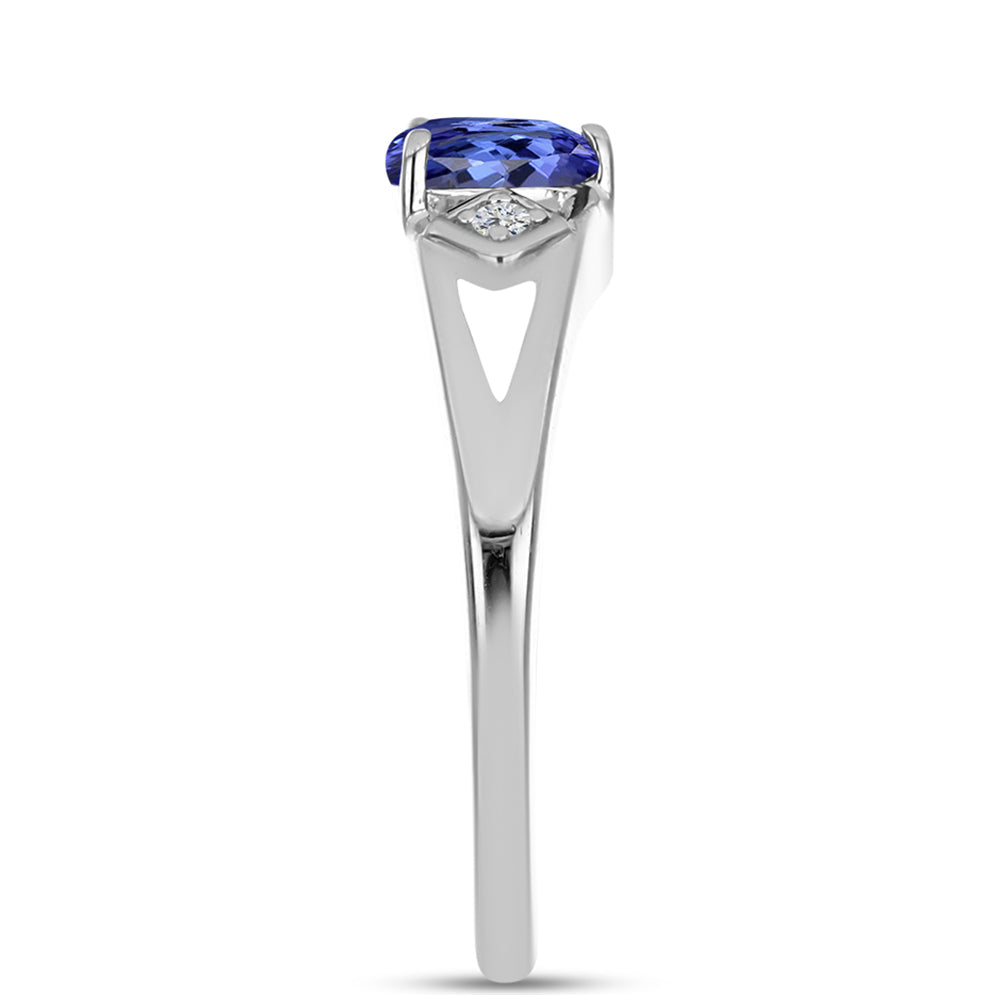 Inel din Argint 925 ( 2.95 grame ) cu Tanzanit AAA și Topaz Alb 0.74 Carate