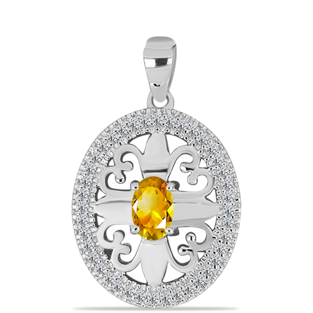 Pandantiv din Argint 925 ( 2.49 grame ) cu Citrin Ural și Topaz Alb 0.72 Carate 1 