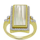 Inel din Argint 925 Placat cu Aur ( 4.28 grame ) cu Sidef și Topaz Alb 4.16 Carate